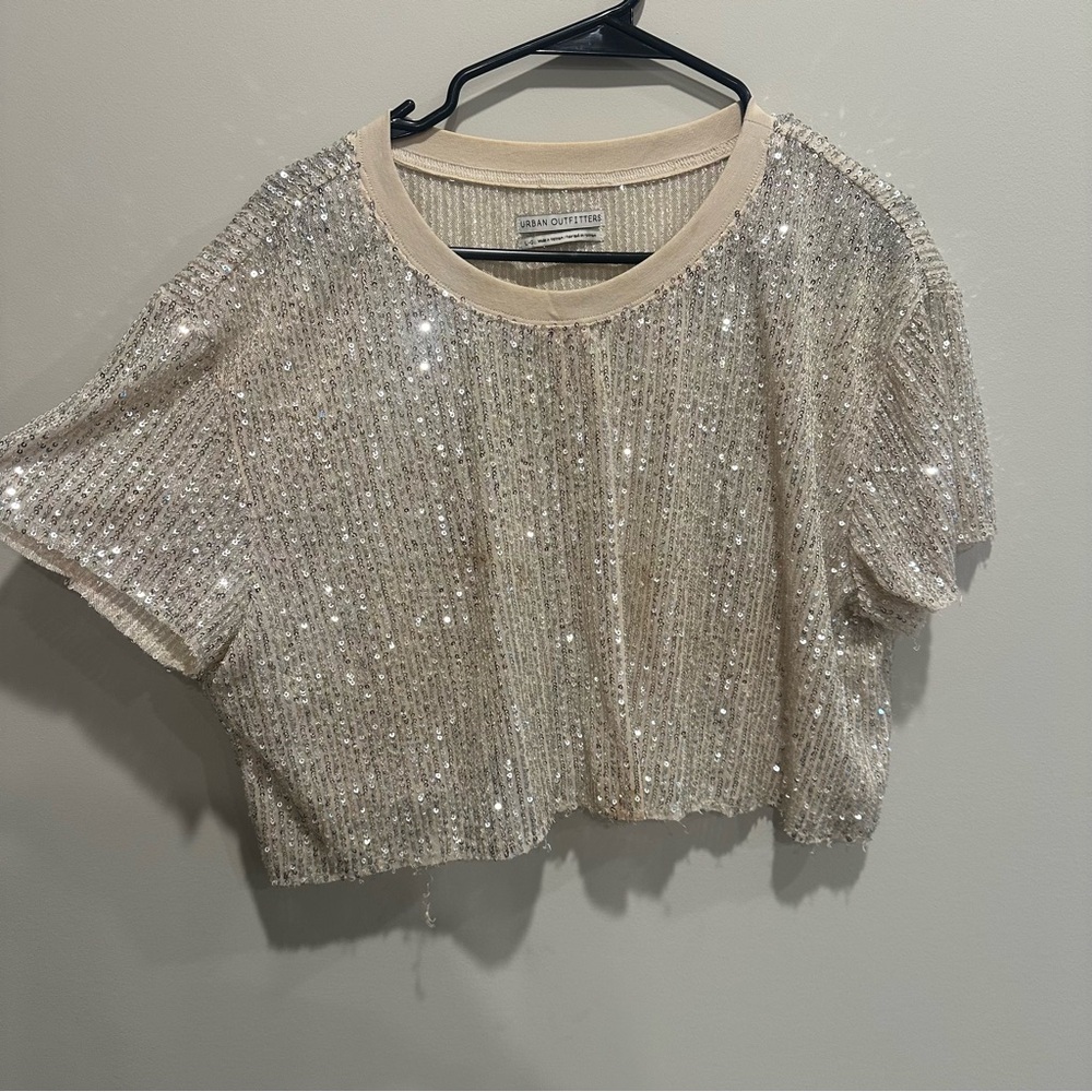 Urban Outfitters Glittering Silver Crop Top